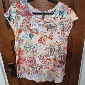 NWT Floral/Paisley Rose & Thyme blouse, size L